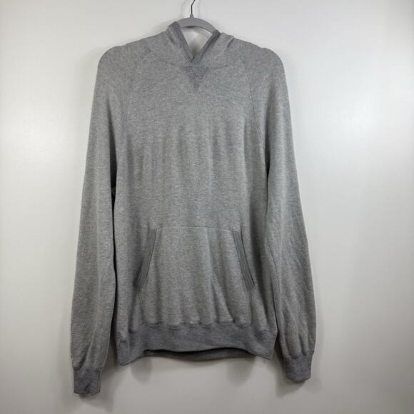 Vince Mens Large Gray Wool Blend Hooded Sweater Pullover Designer Winter Neutral - Picture 9 of 11